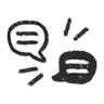 two chat bubbles communicating with each other