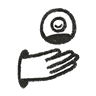 A hand reaching out holding a portrait of a person