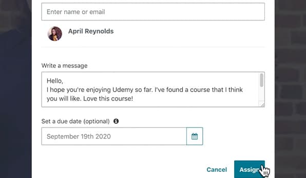 User interface screenshot of Udemy dashboard for learners
