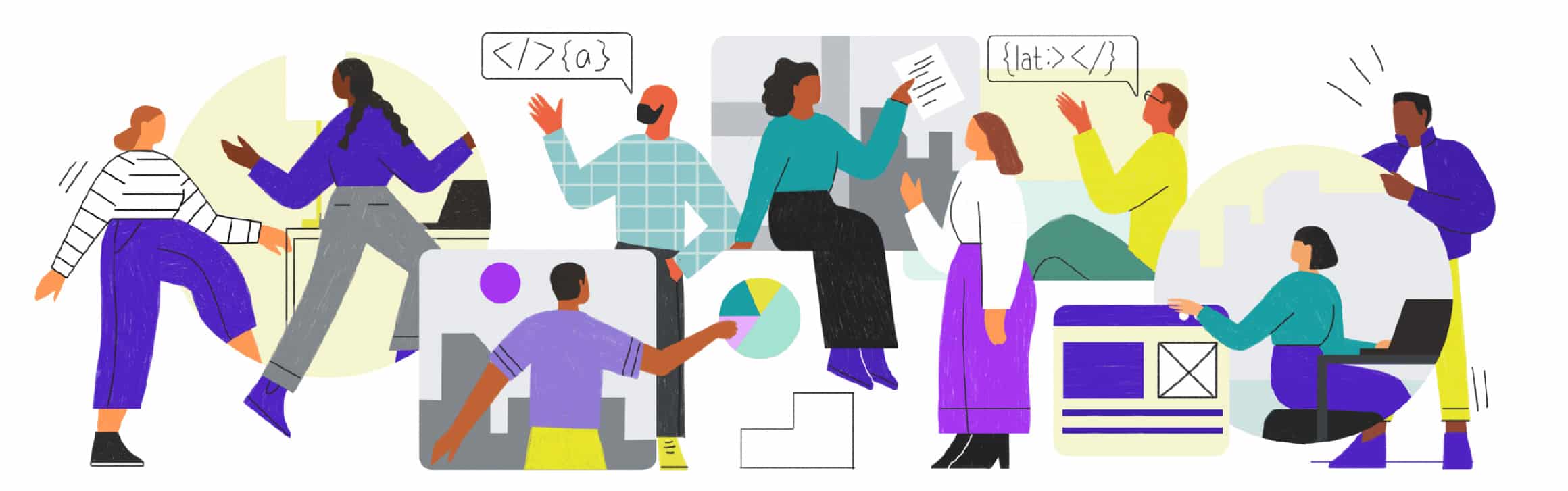 Illustration of a diverse group of Udemy learners