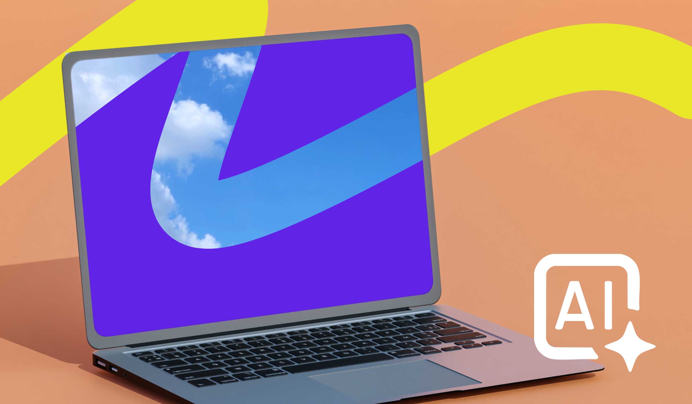 A laptop with a wavy graphic that extends off the screen